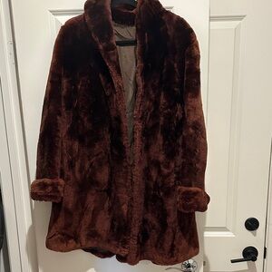 Luxurious Brown Faux Fur Coat